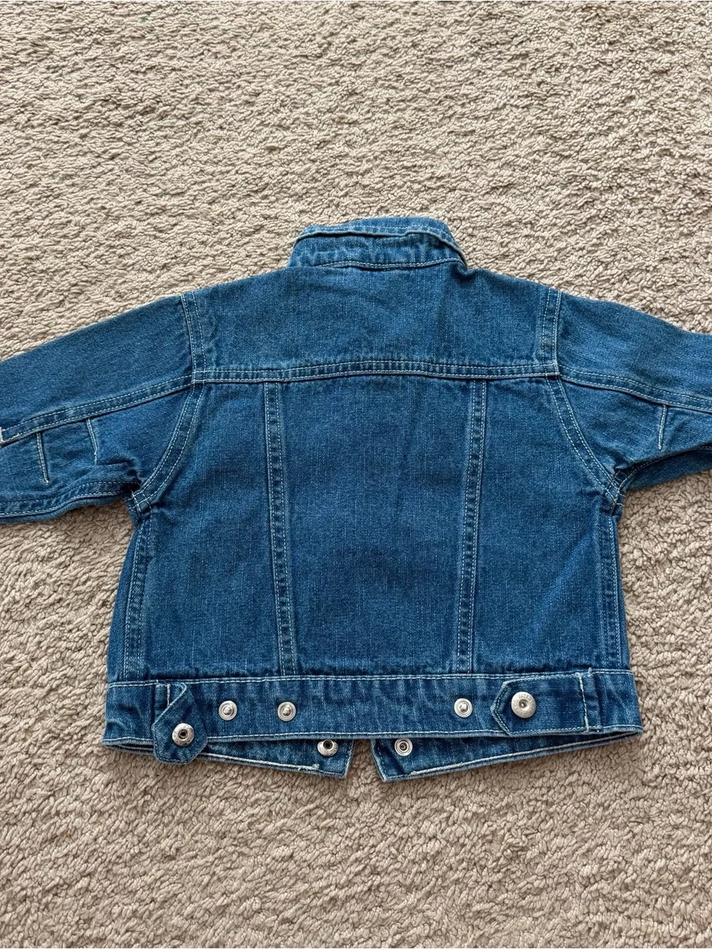 Infant 12 Month Blue Denim Jacket Snap Front Long Sleeve Coat Faded Glory